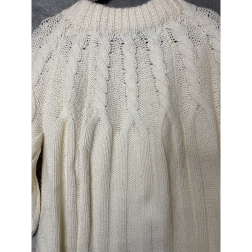 Lands End Cable Knit Crew Neck Sweater Womens 1X 16W-18W Off White Chunky - Picture 9 of 10